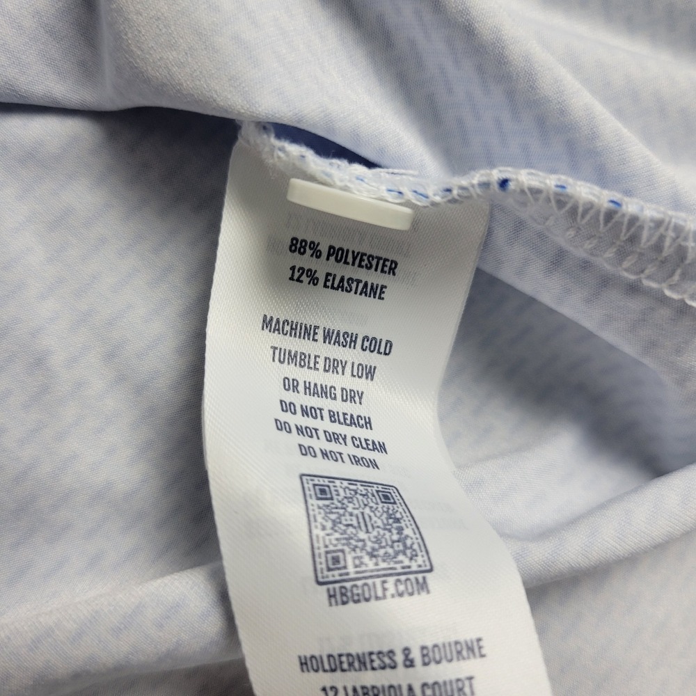 Holderness & Bourne Tailored Fit Mens Medium Blue Geometric Performance Polo - Picture 5 of 6